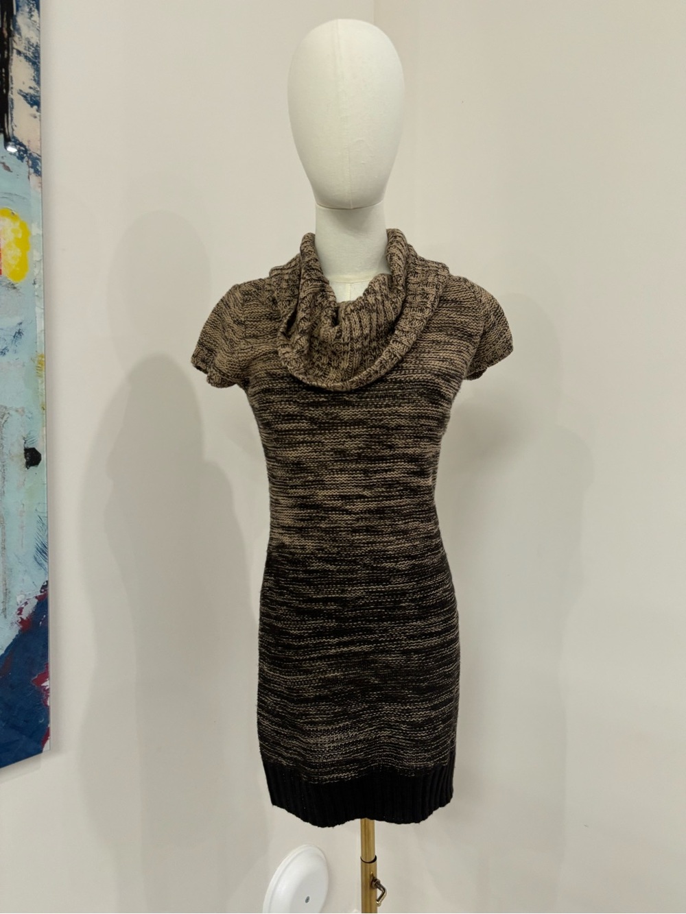 lei Marled Brown and Black Cowl Neck Sweater Dress